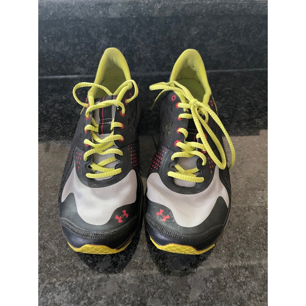 Under Armour Micro G Mens Running Shoes Black Grey Yellow Athletic Sneakers Sz9